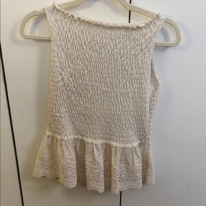 Zara Off-White Textured Sleeveless Blouse